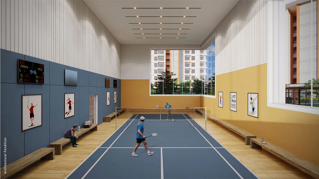 Badminton court at Nyati Emerald Baner, Pune