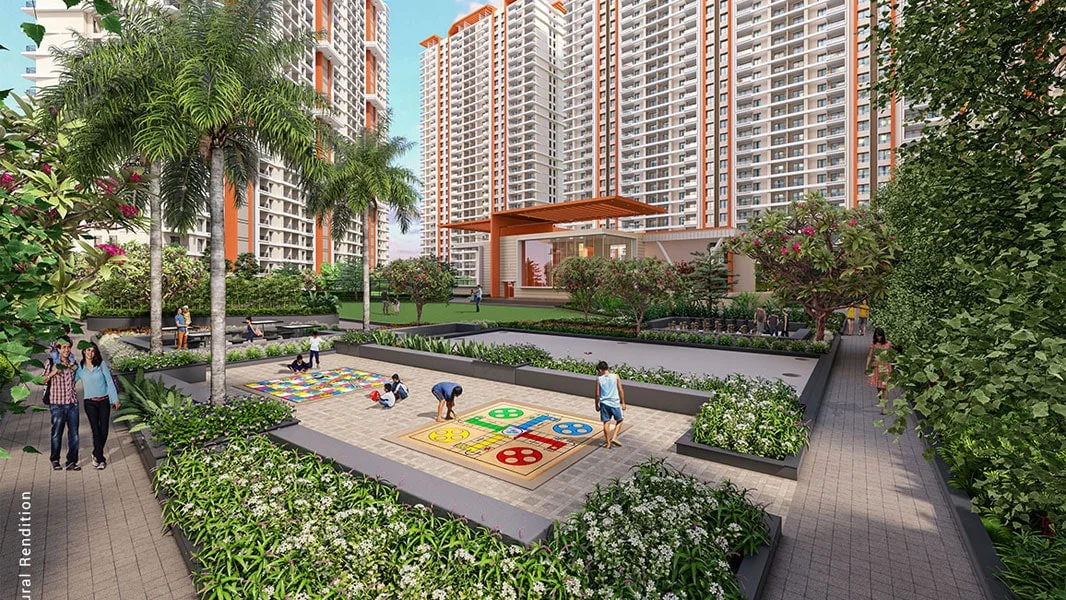 Children's play area on the 2-acre podium at Nyati Emerald Baner