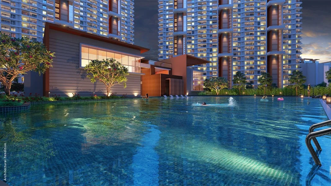Swimming pool amenities at Nyati Emerald Baner, luxury residences Pune